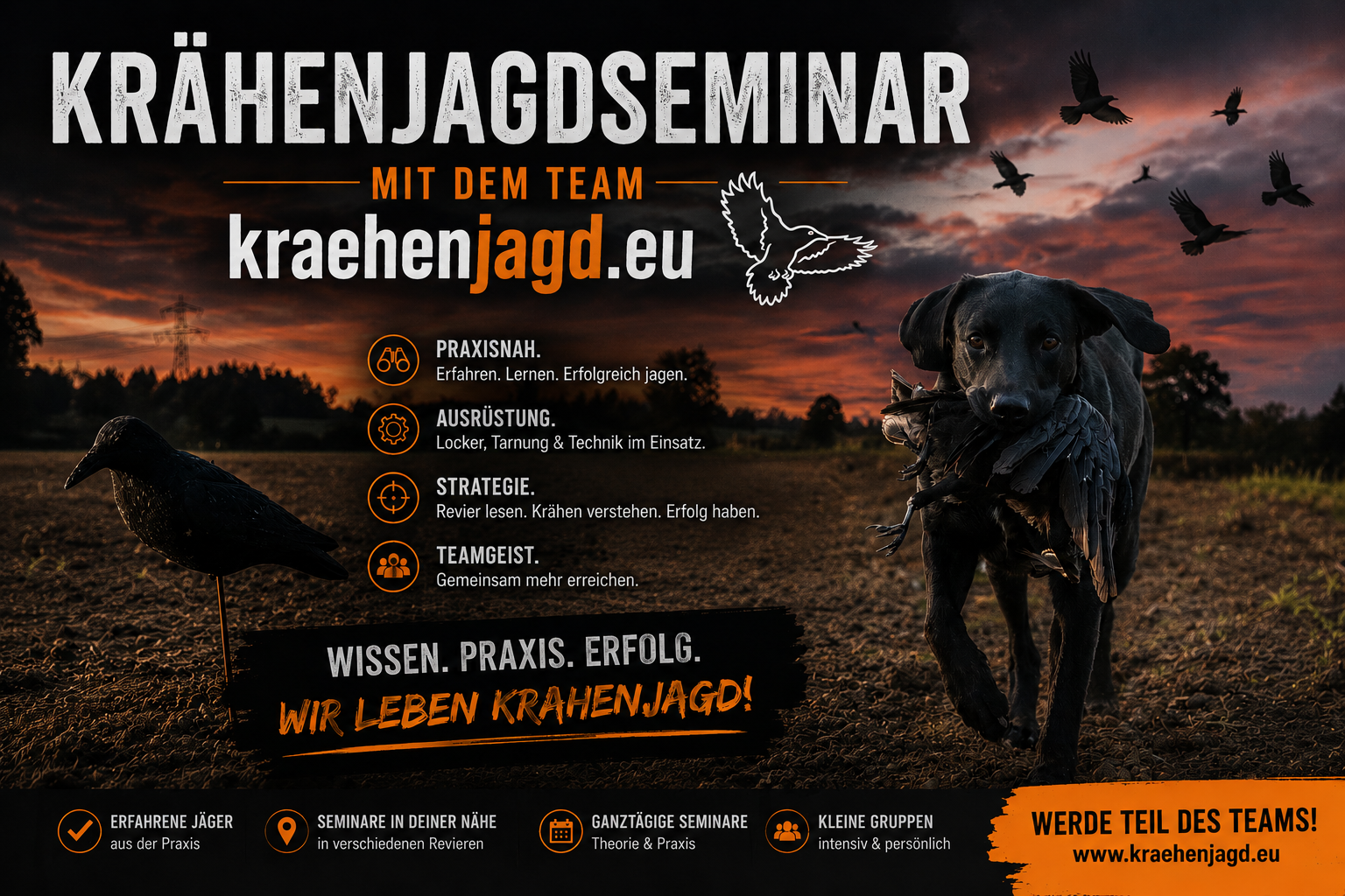 Krähenjagd Seminar - Lehrgang mit vielen Tipps und Tricks zur Lockjagd​